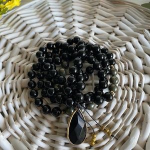 Black Onyx X Pyrite | Strength | Mala Necklace